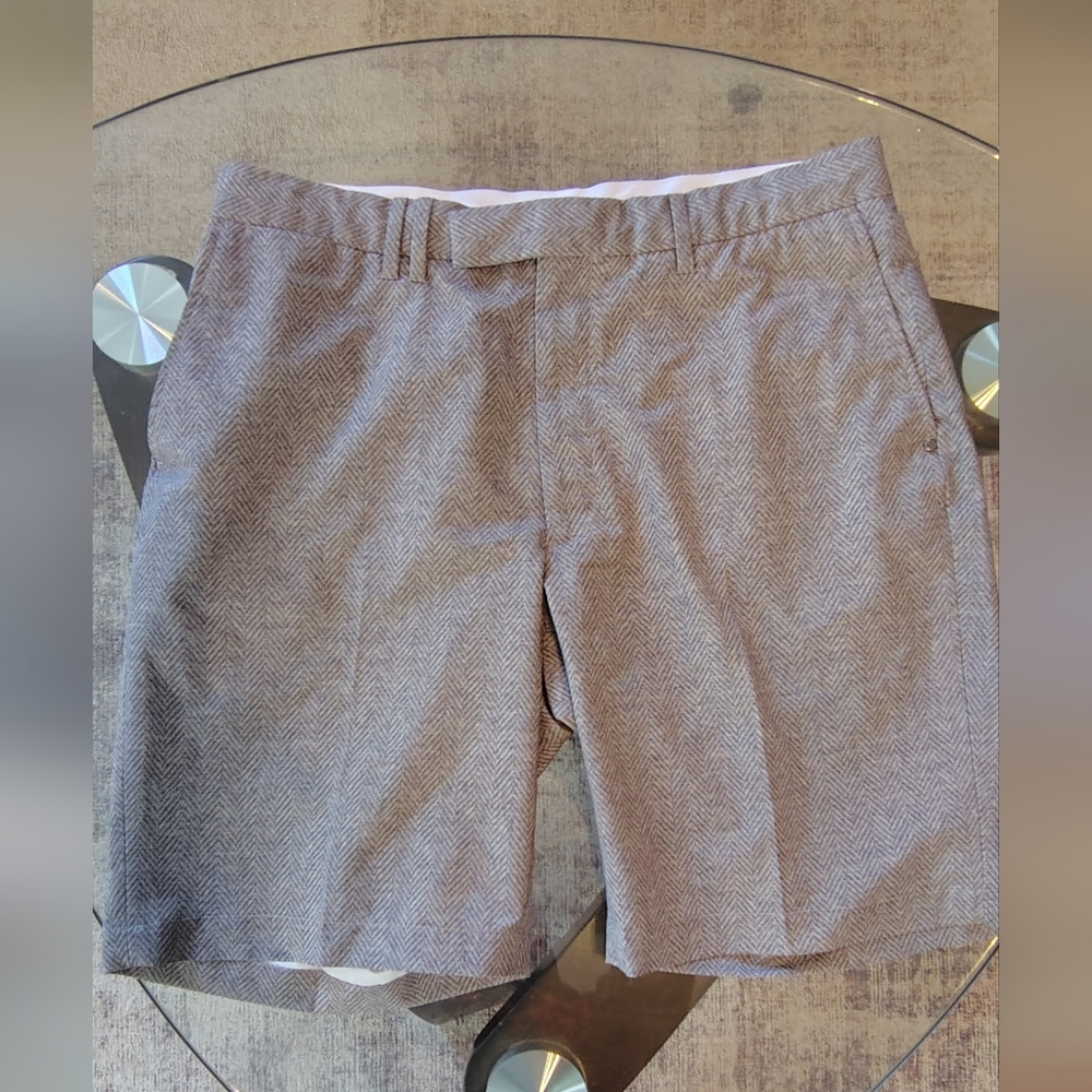 Gray Herringbone Shorts